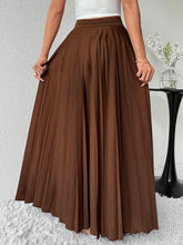 Modely Women's Solid Color Pleated Maxi Casual Skirt
